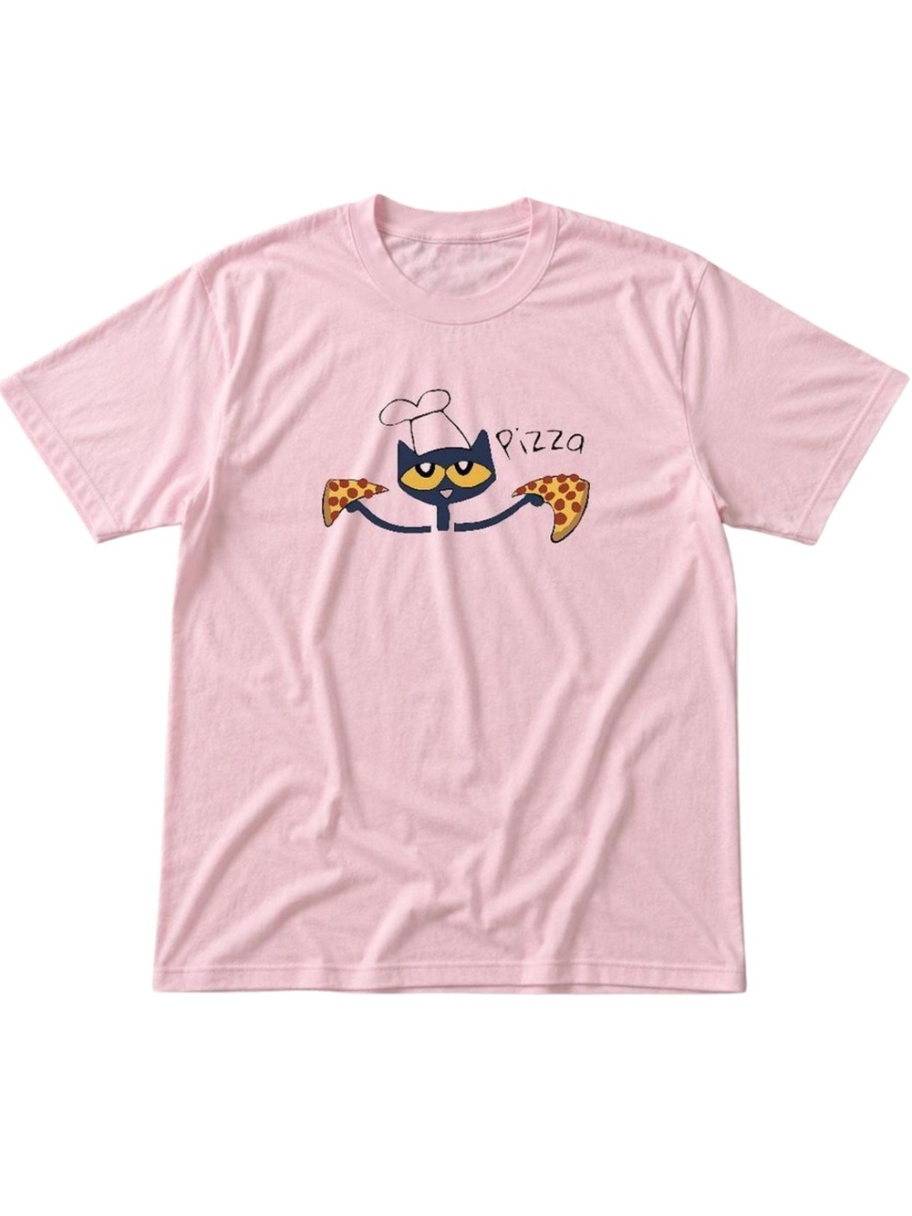 Gildan Light Pink Cat Chef Pizza Graphic Tee